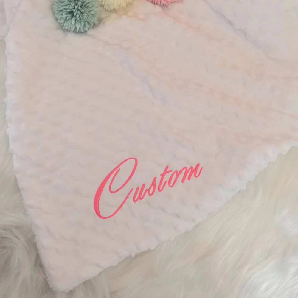 Baby Blanket Name Personalised Bubbled Fleece for Toddler Crib Bed Stroller Swaddle Newborn Birthday Gift