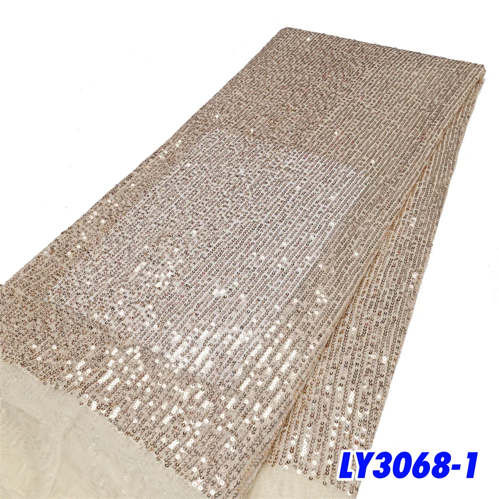 

African Lace Fabric 2023 Latest Indian Sari Fabric High Quality Tulle 3D Gold Sequined Lace Fabric For Wedding Dess