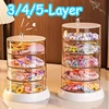 Multi Layer Rotating Transparent Round Jewelry Box for Earrings Studs Necklaces Bracelets Rack Display Shelf Jewelry Storage Box 1