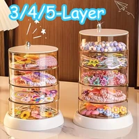 Multi Layer Rotating Transparent Round Jewelry Box for Earrings Studs Necklaces Bracelets Rack Display Shelf Jewelry Storage Box 1
