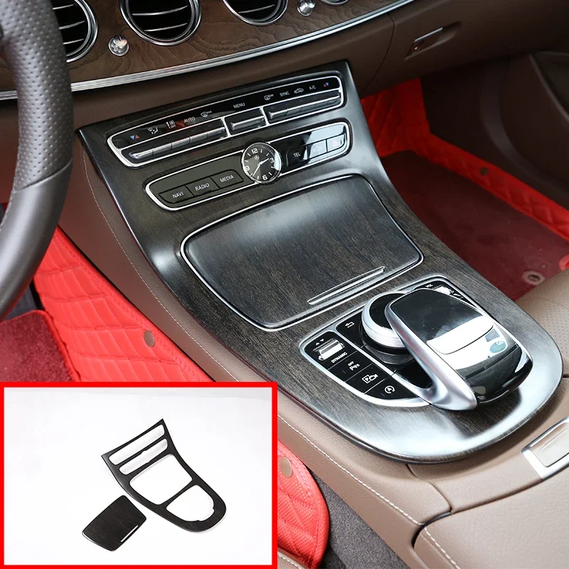 

For Mercedes Benz W213 E Class 2016 2017 2018 ABS Plastic Oak wood color Console Gear Panel Frame Cover Trim Stickers Parts fast