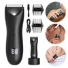 Body Hair Trimmer Rechargeable Groin Hair Trimmer Waterproof Electric Shaver with 2 Guide Comb Body Groomer for Fathers Day Gift 2