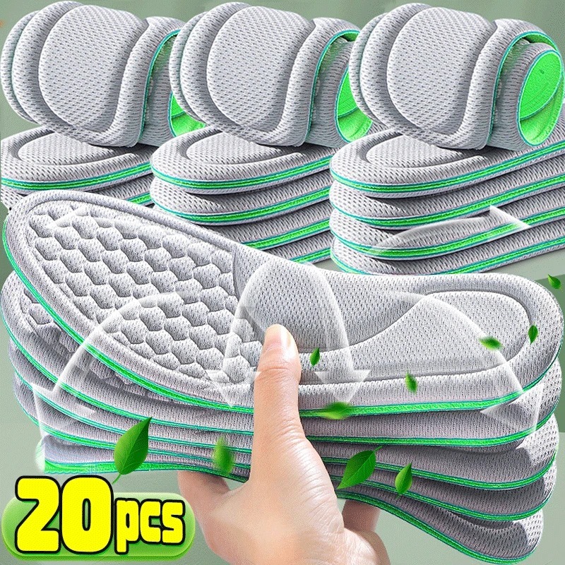 20PCS Soft Memory Foam Orthopedic Insoles Deodorizing Insole Shoes Sports Absorbs Sweat Breathable Antibacterial Shoe Accessory