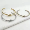 New C-shaped Knot Double Color Braided Wrap Bangles for Women Stainless Steel Jewelry Gold Silver Bracelets Valentine's Day Gift 4