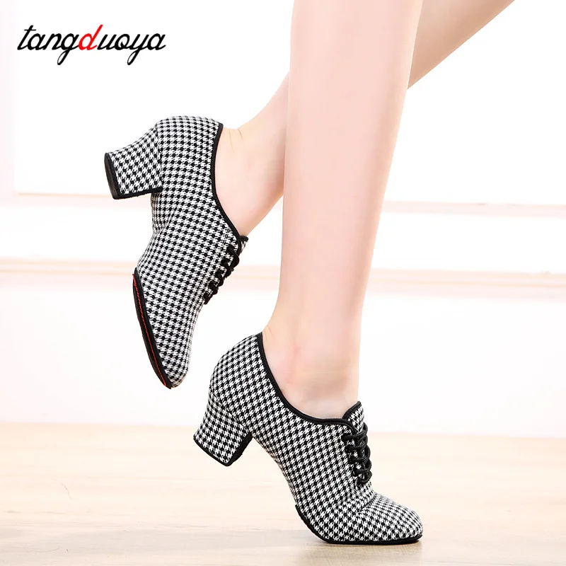 Women Latin Dance Shoes Jazz Ballroom Salsa Dancing Shoes Woman High Heels 5cm Training Modern Tango Dance Sneakers Female 2