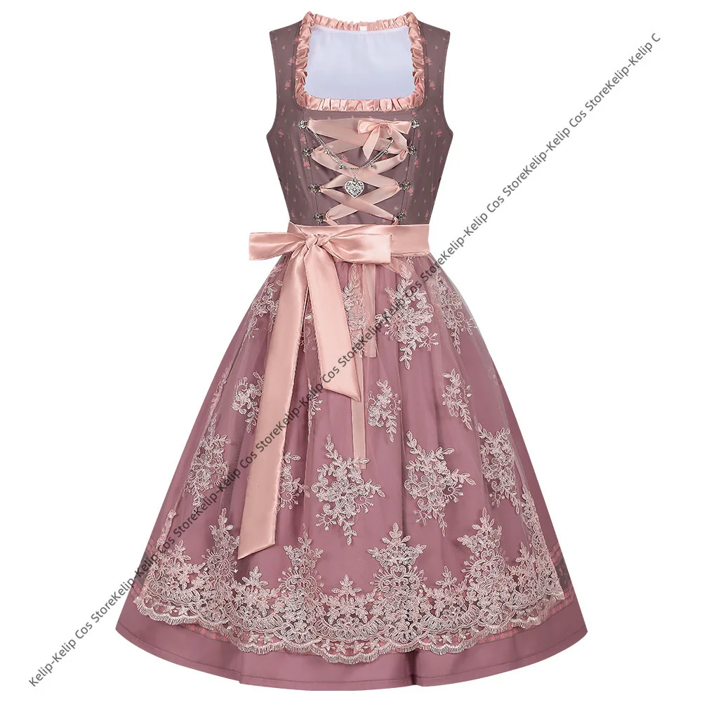 Germany Dress Dirndl Women's Midi Long Dresses Dresses (incl. skirt) Dirndl  Apron (for Oktoberfest) Pink Blue - AliExpress 200000532