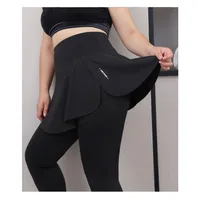 Plus Size Fit 200lbs Yoga Fake Two Items Leggings with Pockets Sharkskin High-Waisted Skirt Pants Gym  Trainning Slim Tights - Image 5