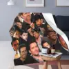Throw Blanket Hugh Jackman Photo Collage Micro Fleece Blanket Four Sizes Cartoon Comfortable For Bedroom AntiPilling Blanket 4