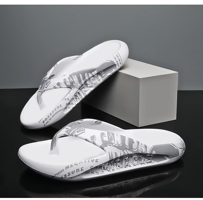 Printed male and female couples large size EVA high elastic flip-flops thick-soled lightweight slippers for outdoor beach shoes