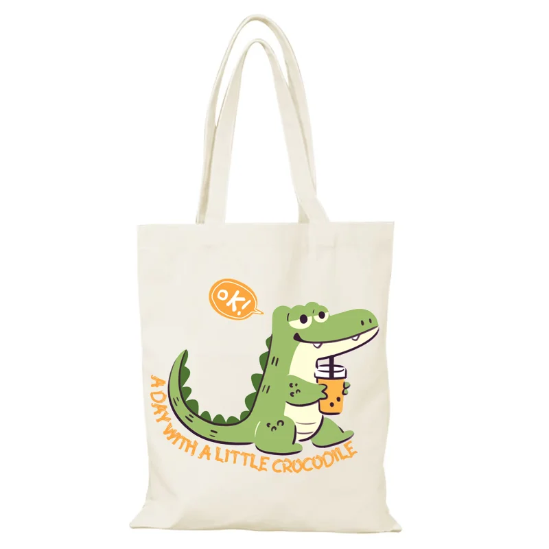 Personalisierte Tasche Cartoon Freizeit Falten Einkaufstasche Niedliche Stofftaschen Neue Handtaschen Damen Handtasche Tote Eco Shopper Strand Canvas – Detail 11