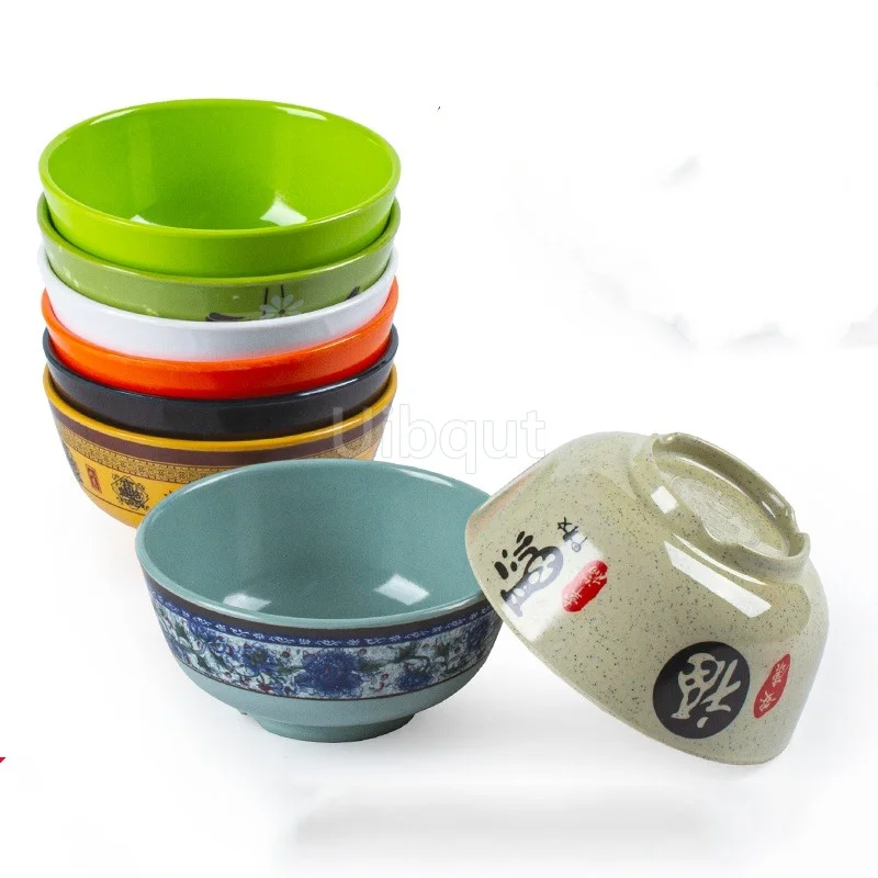 4.5 5 inch 2 10 pcs set Break resistant Melamine Bowl Thickened Flower Rice Soup Snack Bowl Plastic Food Tableware Chinese Bowls