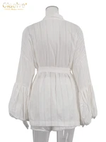 Clacive Fashion Loose White Cotton Sets For Women 2 Pieces 2025 Elegant Puff Sleeve Robes With High Waist Shorts Set Female - Image 6