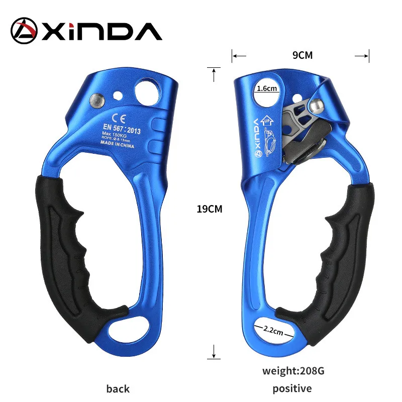 Outdoor Sports Rock Climbing Ascend Right Left Hand Grasp 8mm-13mm Rope Ascender Device Mountaineer Riser Tool Kits