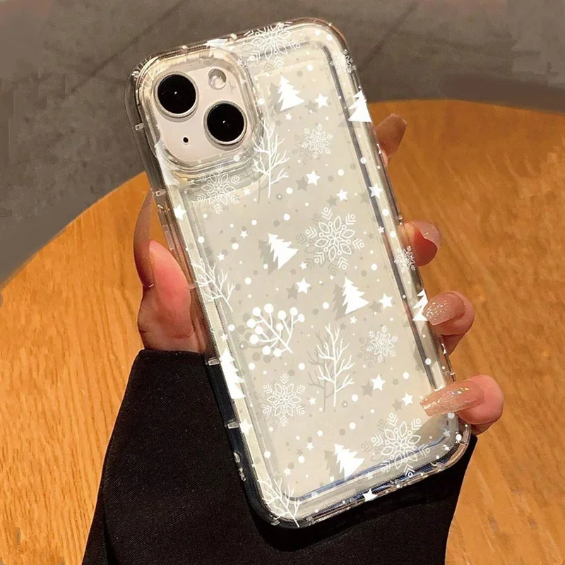Winter Snowflake Protective Phone Case with Air Cushion Protection
