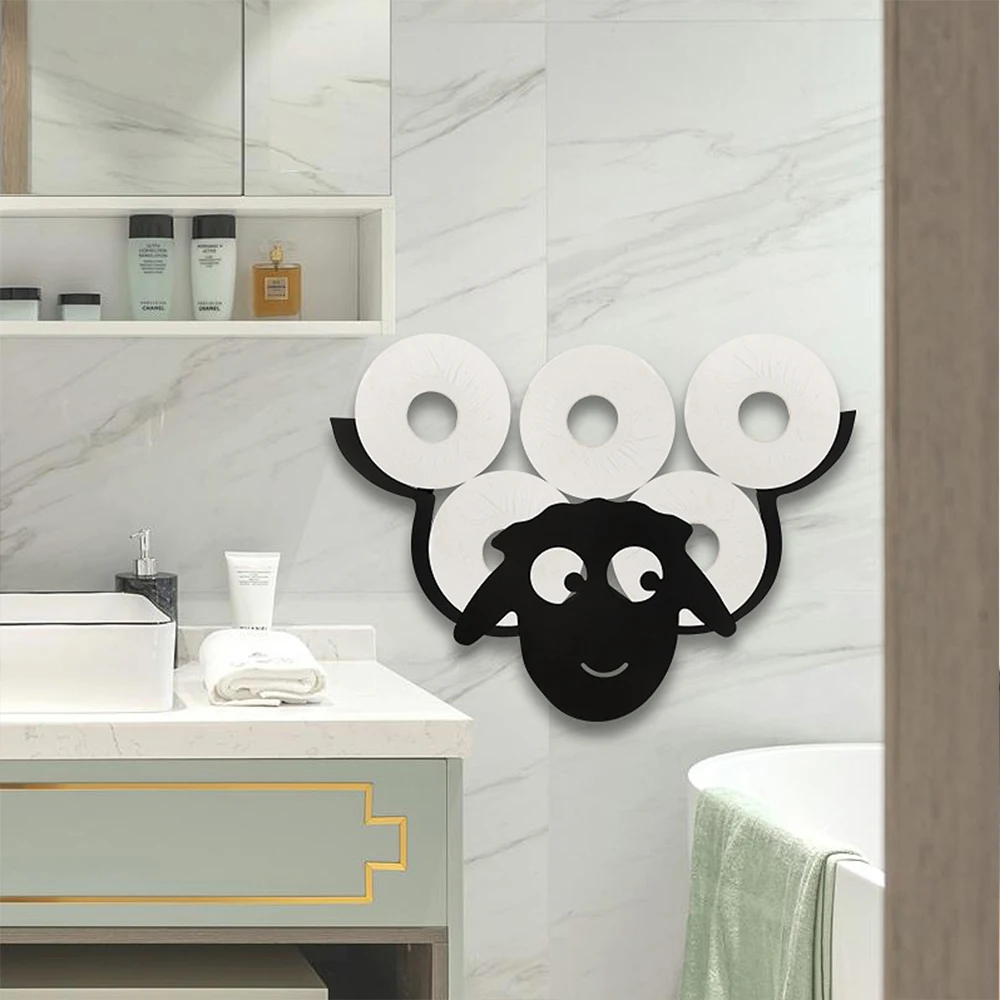 Description Picture 4 of itemMetal Sheep Rack Toilet Paper Holders Wall Mount Bracket Paper Roll Accessories Kitchen Bathroom Storage Racks Shelf Organizer