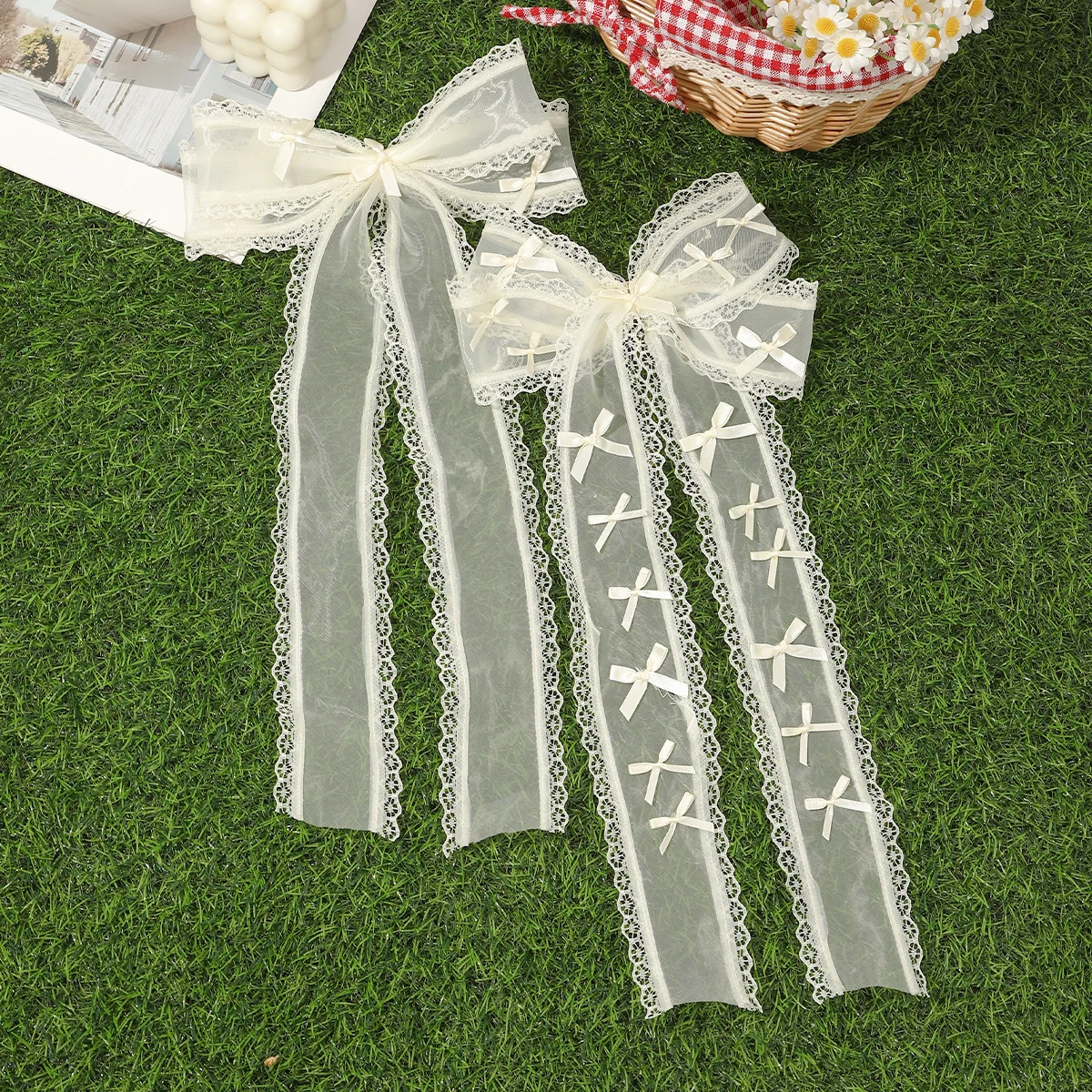 1pc Elegant Bow Lace Ribbon Spring Hair Clip New Korean White Hairpins Barrettes Women Girls Fashion Hairgrips Hair Accessories