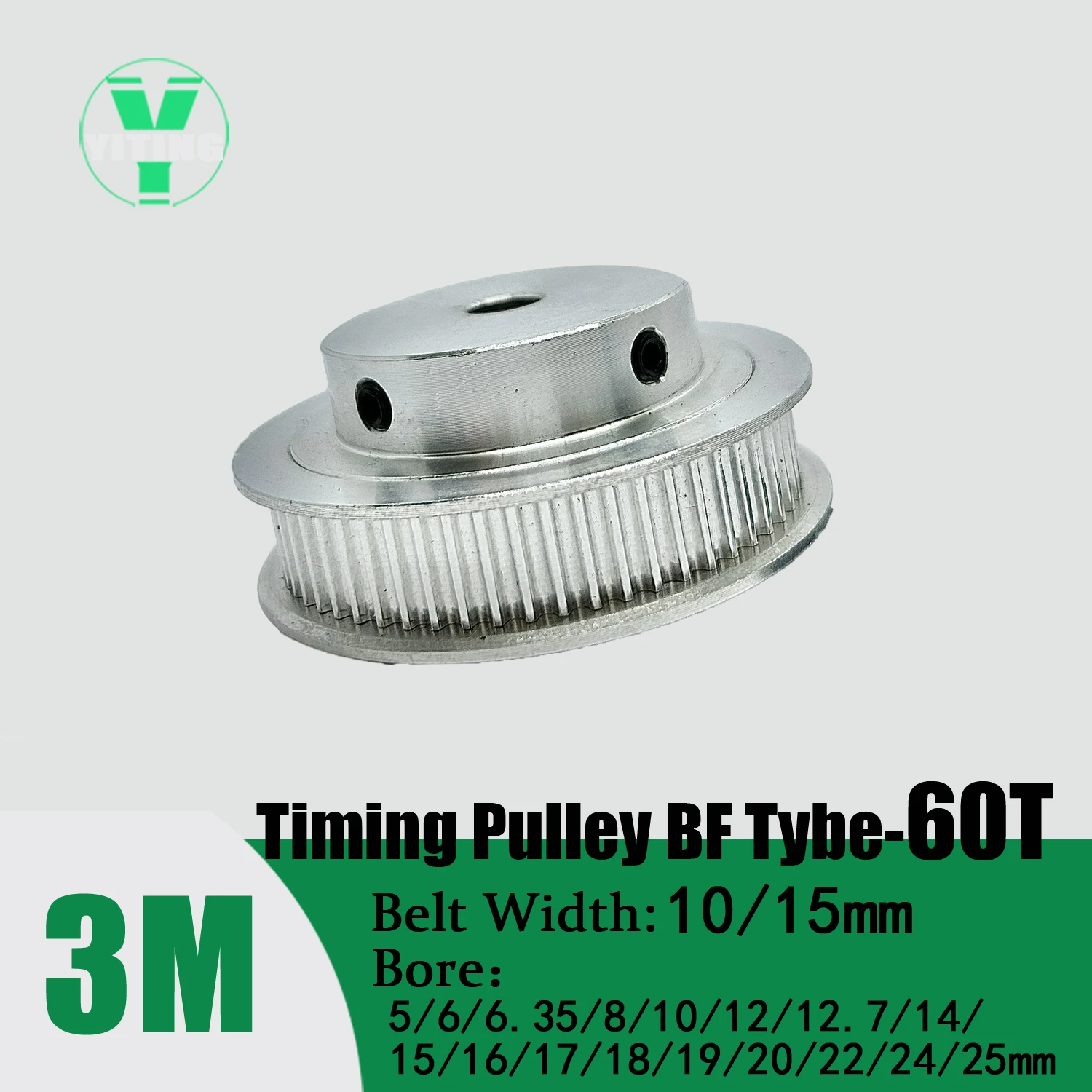 

HTD 3M BF 60 Teeth Timing Belt Pulley Width10/15mm Bore 5/6/6.35/8/10/12/12.7/14/15/16/17/18/19/20/22/24/25mm Synchronous Wheel