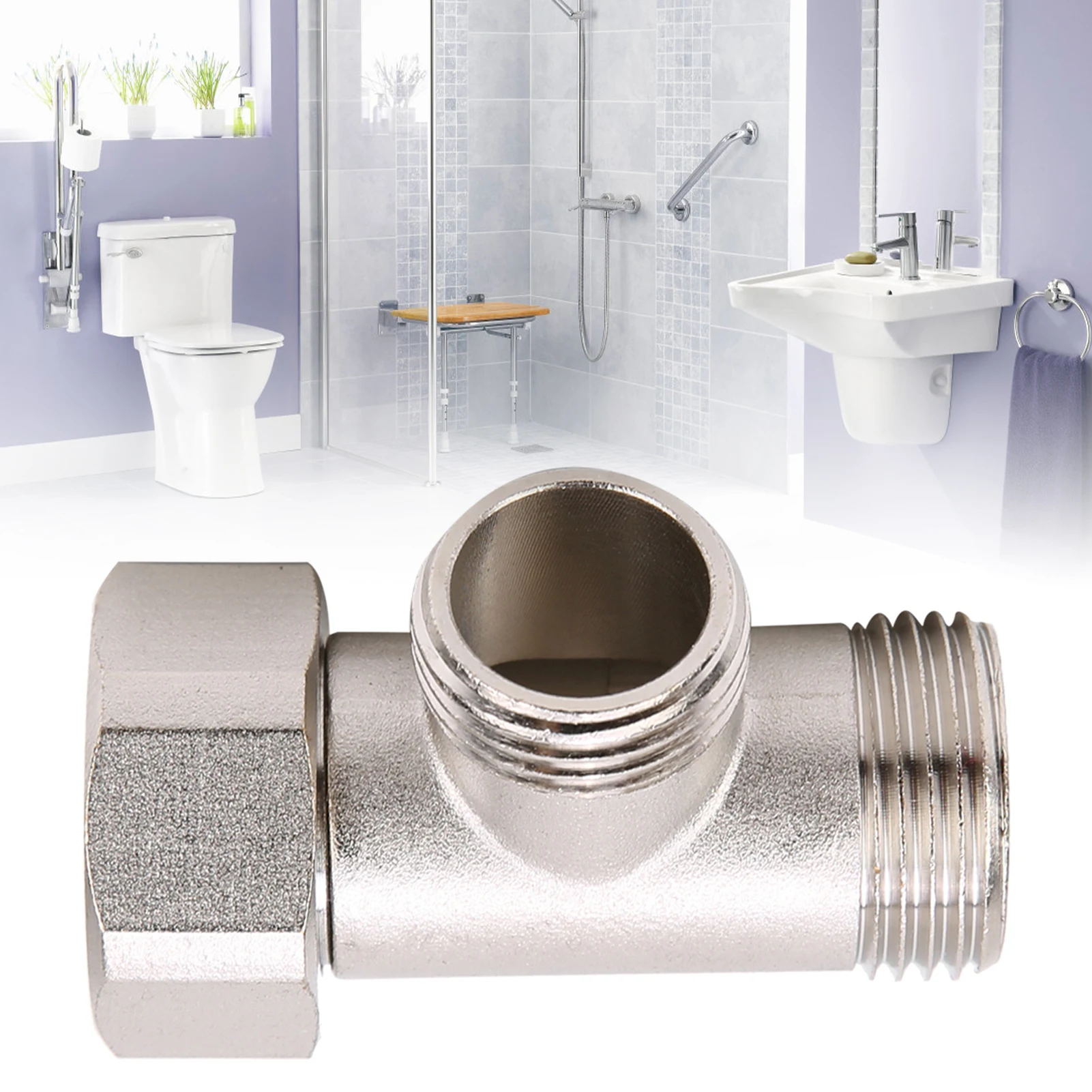 Toilet Diverter Valve Copper T Adapter 7/8 T-Valve 3 Ways Connecting Valve For Home Bath Accessories Bathroom