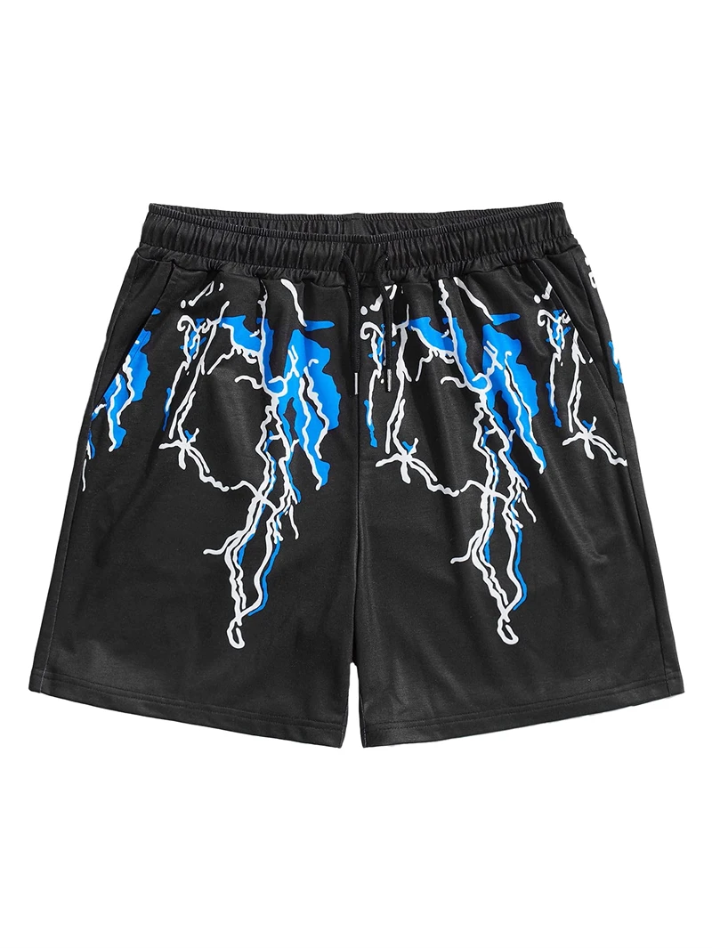 Men's Lightning Graphic Print Drawstring Casual Summer Beach Shorts Hawaii Surfing Short Pants Swim Trunks Y2k Leisure Shorts 5