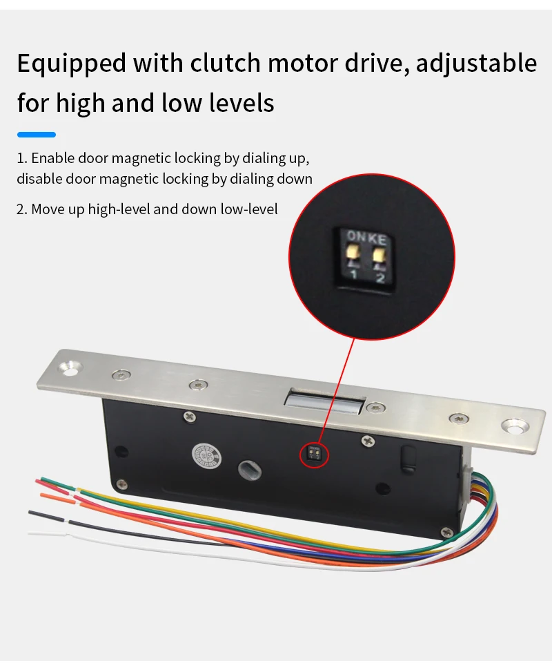 DC 12V-24V Electronic Concealed Lock Mute Motor Rim Bolt With Magnetic Door Cont