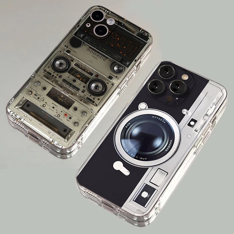 Vintage Radio Camera Design Fashion Phone Case - Clear TPU Cover