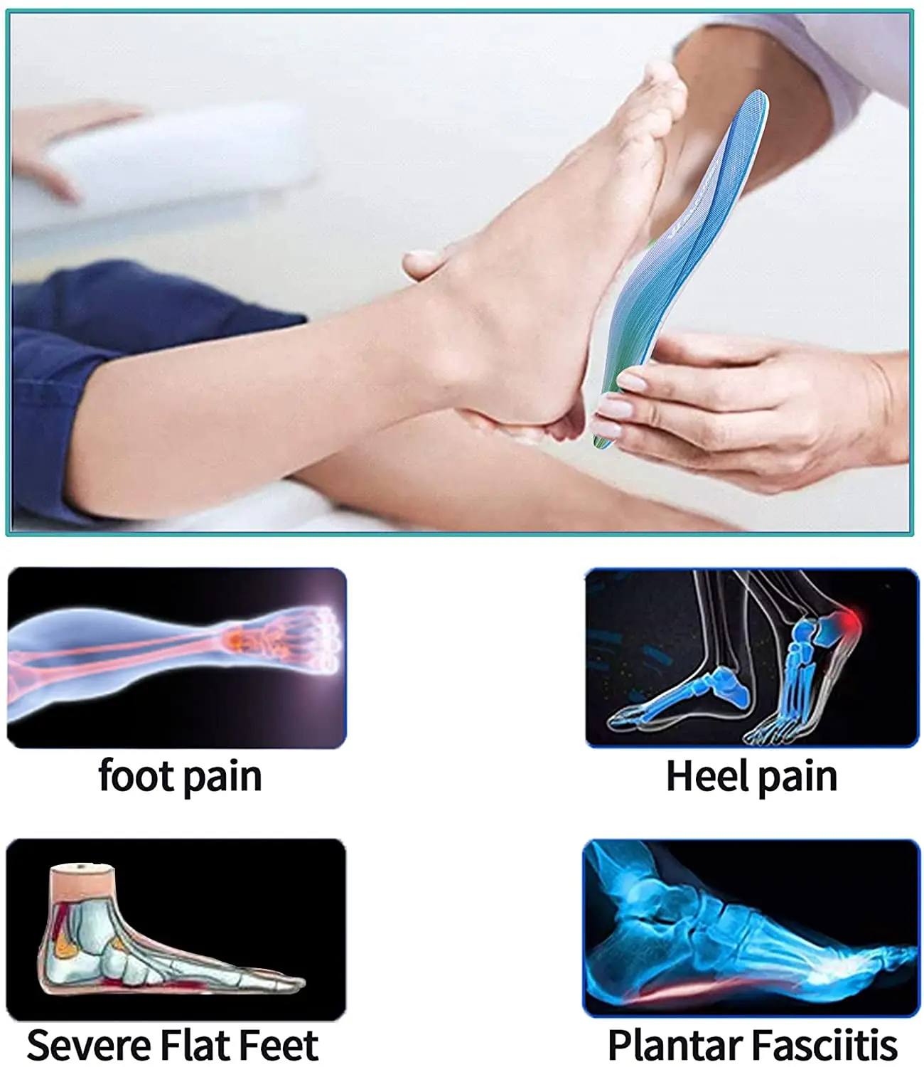 Walkomfy Orthotic Arch Support Insoles Severe Flat Feet Inserts Orthopedic Shoes Soles For High Heel Plantar Fasciitis Men Woman