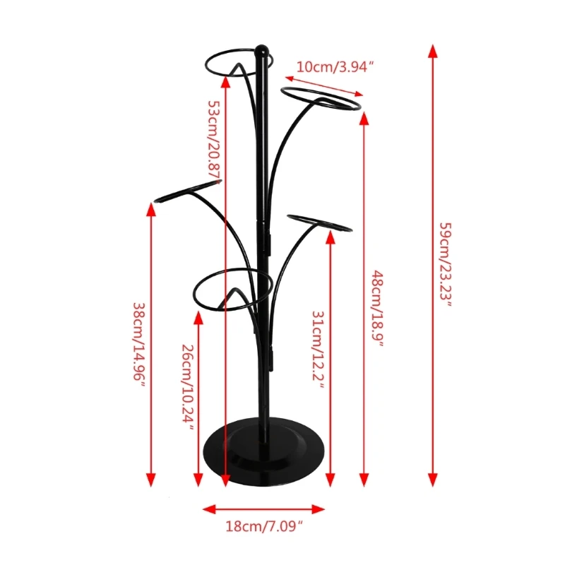 Modern Metal Hat Stand with 5 Round Standing Hooks Baseball Cap Rack Hat Storage Display Holder Simple Hat DropShip