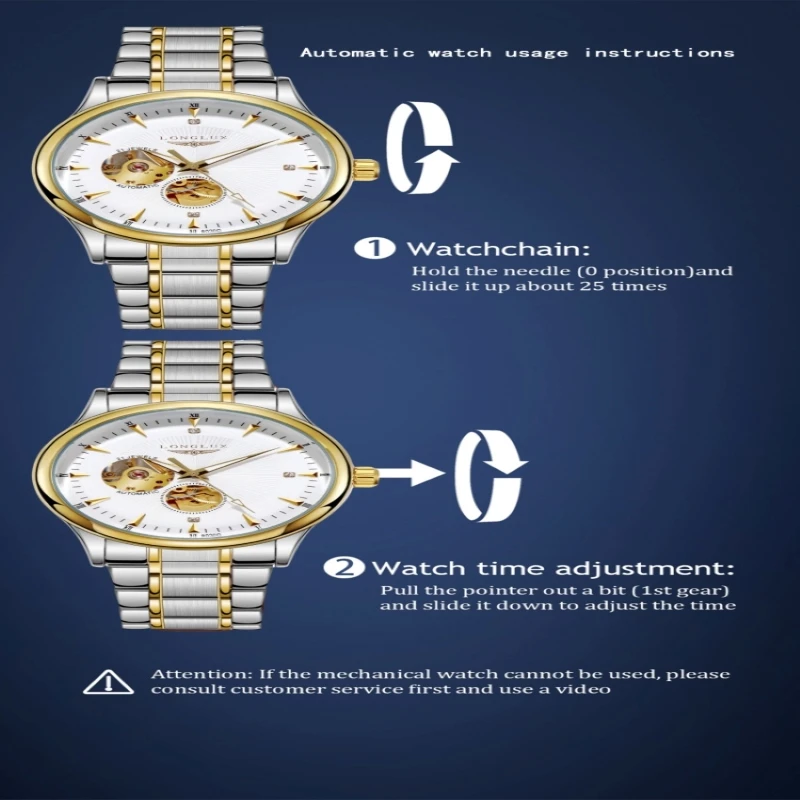 Mechanical Watch Automatic Watch Mens Luxury Stainless Steel Date Waterproof Skeleton Watch