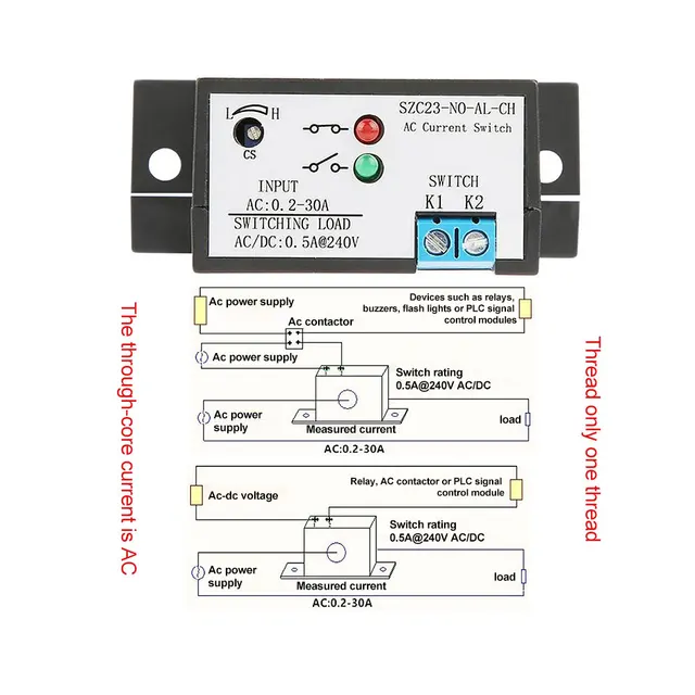 Sensore Di Corrente SZC23-NO-AL-CH – Interruttore AC 0,2-30A, Senza Marca