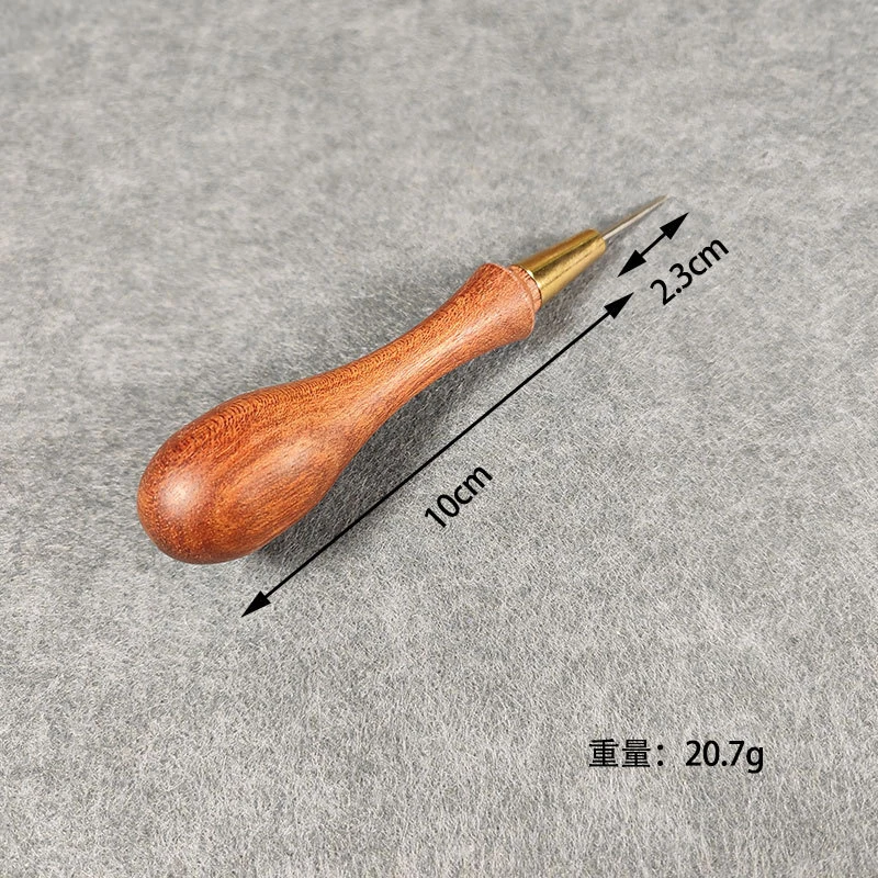 1Set DIY Leather Punch Awl Wood Handle Replaceable Needle Head