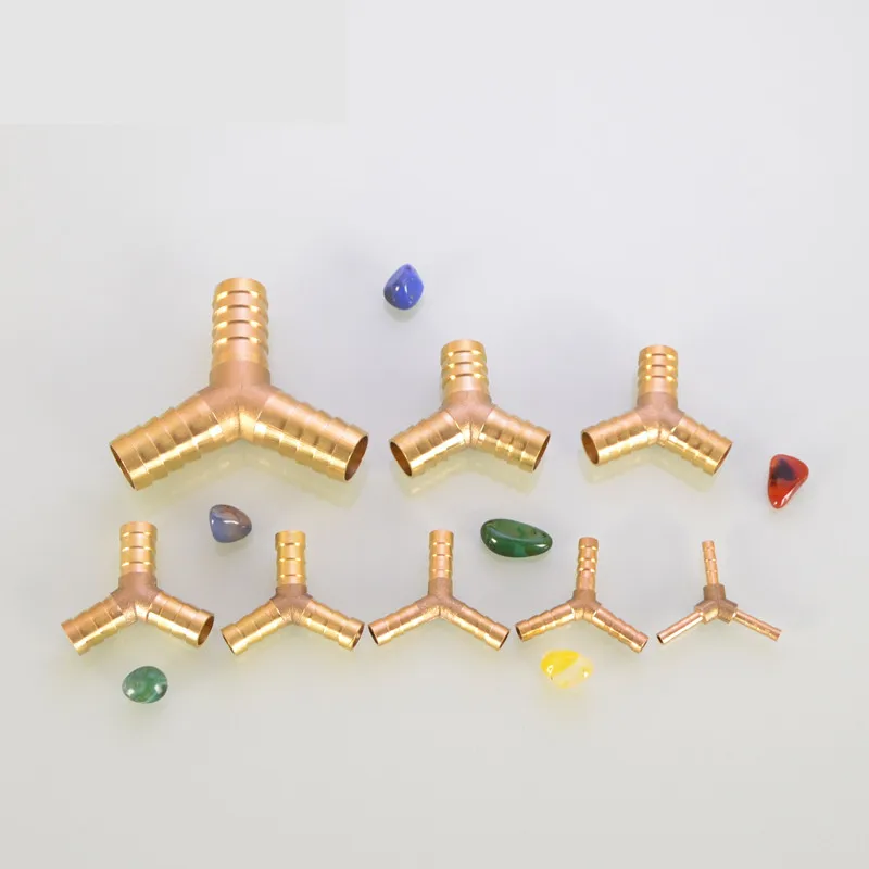 Description Picture 2 of item1PC Brass Barb Pipe Fitting Y Type 3 way tee connector For 4mm 5mm 6mm 8mm 10/12/14/16/19/25mm hose copper Pagoda Tube Fittings