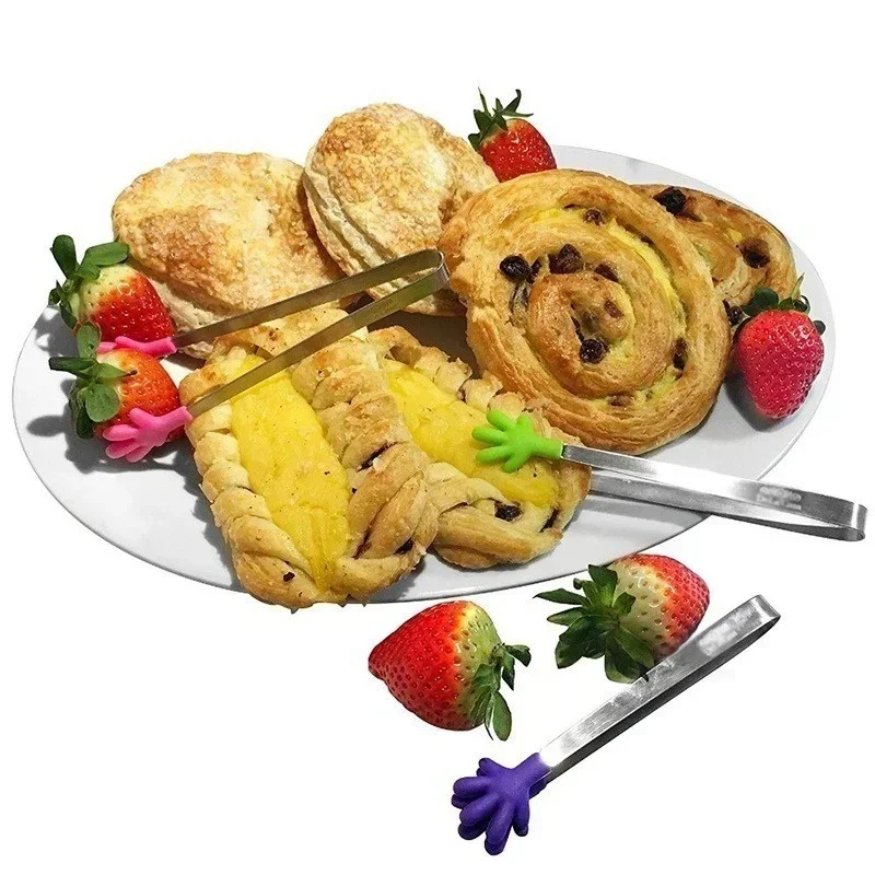 Creative Daily Kitchen Tools Stainless Steel Handle Silicone Mini Food Handheld Clip Suitable Household Kitchen Supplies Tools