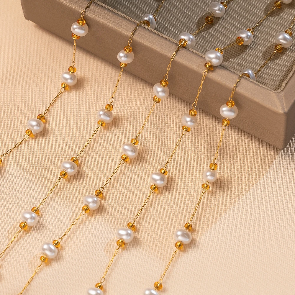 1Meter Edelstahl Imitation Perlen Ketten Für DIY Halsketten Armbänder Fußkettchen Schmuck Machen Liefert Handwerk Zubehör – Detail 2