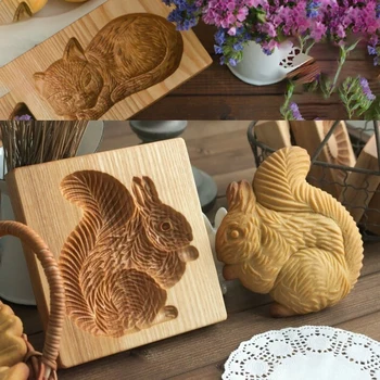 Wooden Cookie Mold Cutter 3D Cake Embossing Baking Mold Wooden Gingerbread Cookie Moulds Press Cutter Bakery Gadgets tanie i dobre opinie Formy CN (pochodzenie) Na stanie Ekologiczne Narzędzia do ciasteczek Animal Pattern Cookie Mold Cute Biscuit Mould Reusable Gingerbread Molds