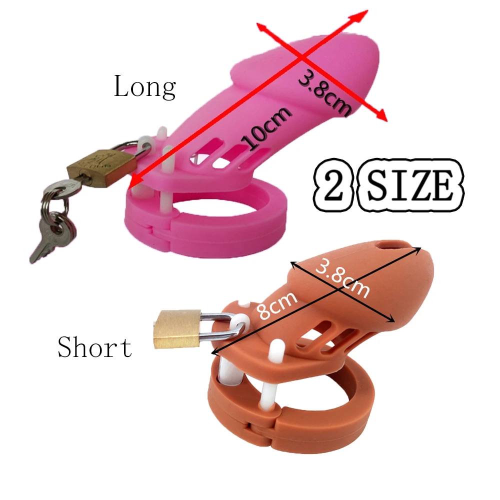 Silicone Male Chastity Cage Device With 5 Penis Rings Cock Lock Detachable BDSM Abstinence Adult Sex Toys For Men Couples