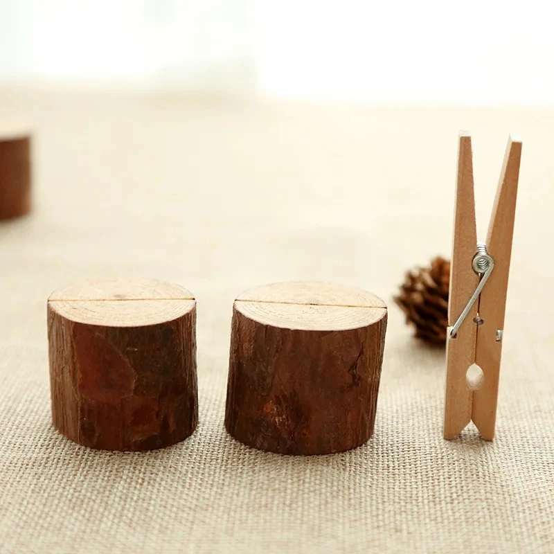 10Pcs Name Card Photo Picture Holders Table Sign Stand Mini Rustic Wood Place Card Holders with Cards for Wedding Party Supplies