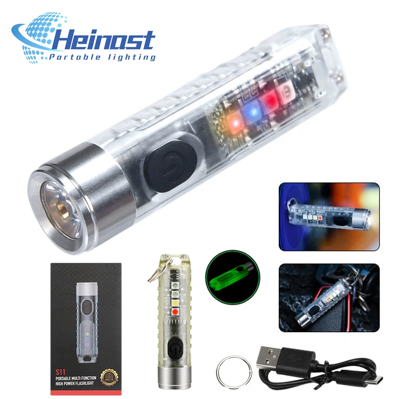 

Mini Multifunction Flashlight Portable LED Flash Lamps Torch For Camping Lamp USB C Rechargeable Magnetic Keychain Working Light