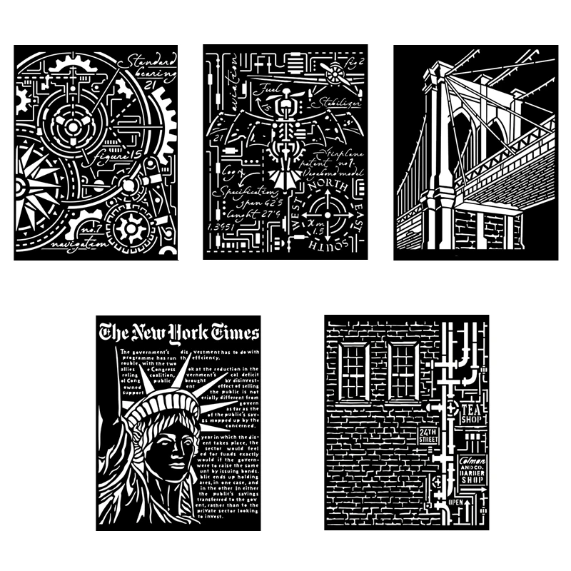 Nuovo 2022 Special Statue Of Liberty Time Machine Background Stencil Scrapbooking Frame Card Craft No Stamp Cutting Dies