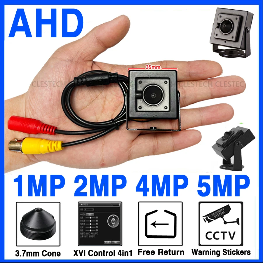 Super Small CCTV AHD Mini Camera HD 5MP 4MP 2MP 1080P XVI Control 4in1 Metal Very Little FULL Digital Micro Security 3.7MM Cone