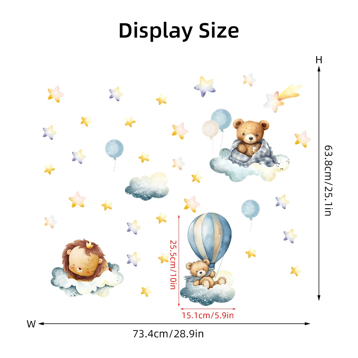 Cartoon Cute Lion Bunny Forest Animals Stars Wall Stickers Bear Deer Wall Decals for Kids Room Baby Nursery Room Bedroom Murals wall stickers luminous wall stickers vinyl decal stickers