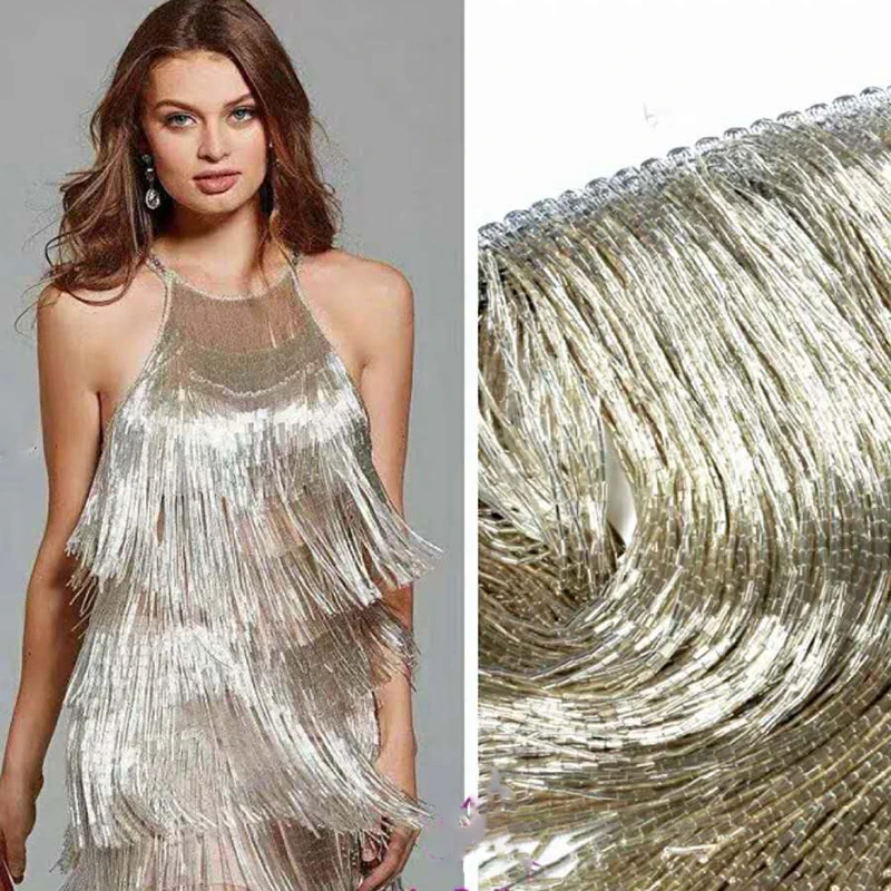 15CM 실버 레드 비즈 튜브 태슬 의류 액세서리 레이스 트림 웨딩 및 이브닝 드레스 커튼 장식