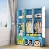 Kids Closet,Baby Wardrobe Closet with Door,Cute Portable Armoire Dresser,Clothes Hanging Storage Rack for Boy Bedroom 1