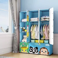 Kids Closet,Baby Wardrobe Closet with Door,Cute Portable Armoire Dresser,Clothes Hanging Storage Rack for Boy Bedroom 1