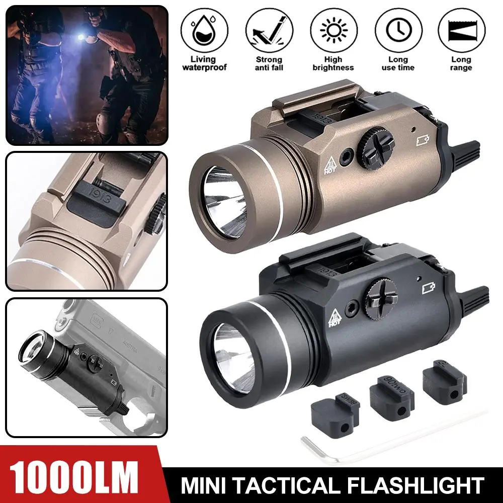 

TLR-1 Pistol Lamp Tactical LED Strobe Flashlight 1000 Lumens Airsoft Weapon Light Down Mount Torch For GLOCK G17 G19 KCS TM