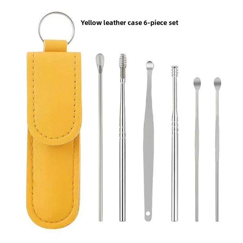 Kit per la pulizia delle orecchie per tutta la famiglia – 6 pezzi, custodia in pelle portatile, mini e leggero, 360 ° Design a spirale, nessuna irritazione all'orecchio - immagine 6