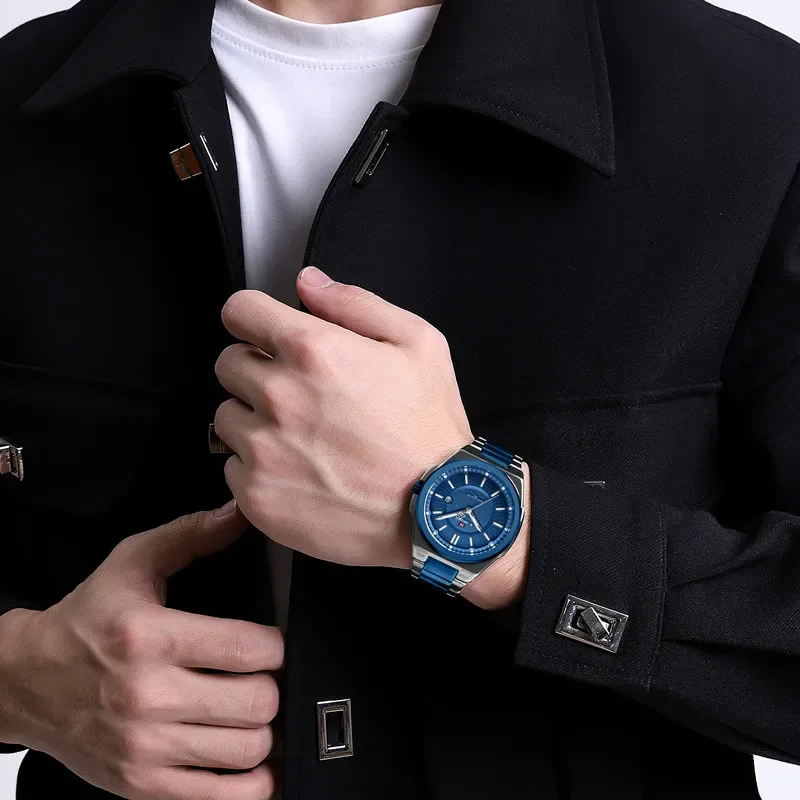 New Style Naviforce Men's Watch Stainless Steel Strap Military Casual Business Quartz Waterproof Calendar Clock With Gift Box, Alina Gadgets