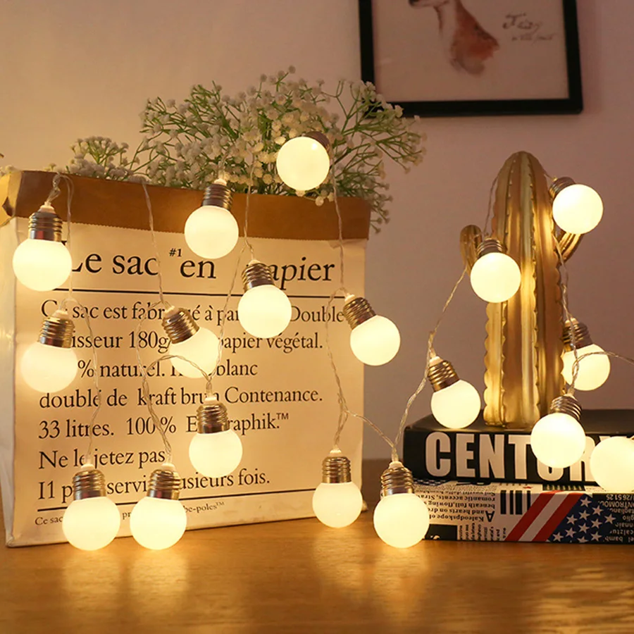

Thrisdar 10/20/40LED G50 Globe Ball Fairy String Light Battery Powerd Festoon Bulb Christmas Garland Light Wedding Decoration