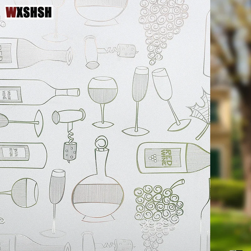 Wine Tableware Glass Film Static Cling Private Heat Control Removable Sticker For Restaurant Dinning Room Bedroom