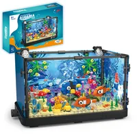 Fish Tank Building Kit with Lights, MOC Marine Aquarium Marine Animal Building Blocks Toys for Kids 6+, Bricks Toys Gifts 1