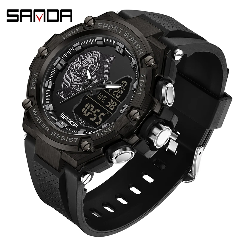

SANDA Outdoor Sports Style New Men's Watches 50M Waterproof Military Quartz Watch for Male Digital Wristwatch Alloy Case Clock
